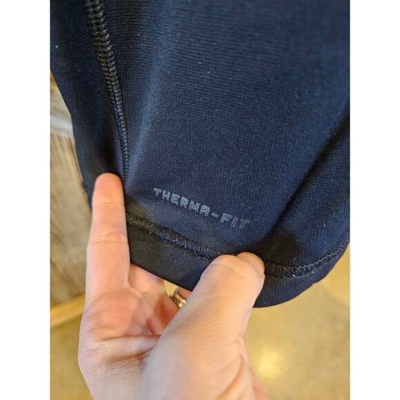 Nike thermafit size L men's 1/4 zip pullover sweater warm black red swoosh ^* - Picture 4 of 8